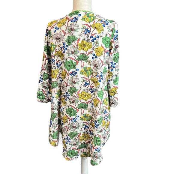 Uncle Frank 3/4 Long Sleeve Dress Womens M Above Knee Mini Floral White Boho - Picture 5 of 11